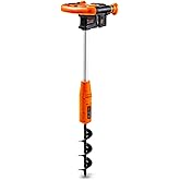 SuperHandy Earth Auger Electric Power Head w/ 12" x 3" Auger Bit 20V 4Ah Rechargeable Battery/Charger for Earth Burrowing/Dri