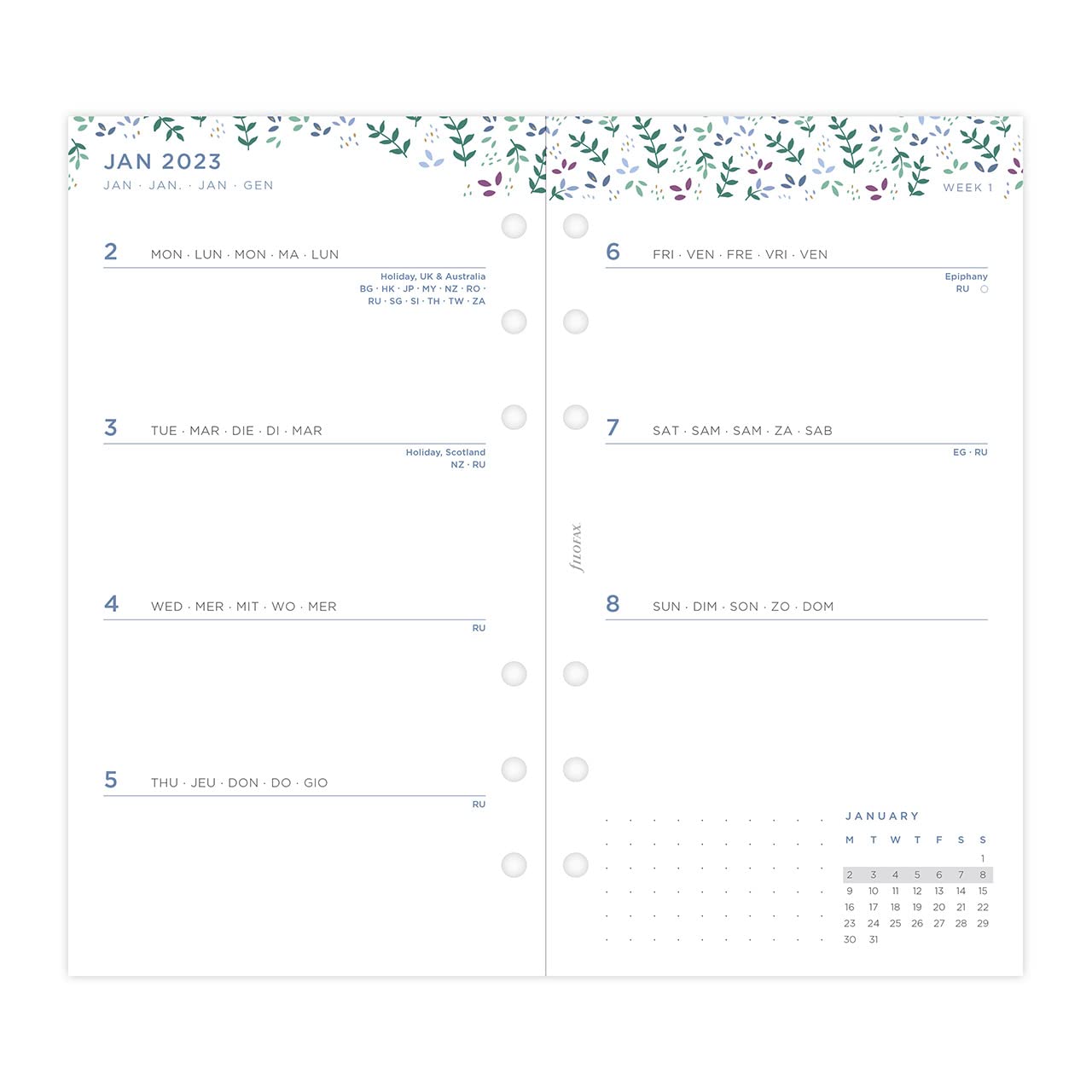 Filofax Personal Garden Week to View Diary - 2023, White