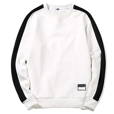 Amazon Hicollie トレーナー メンズ おしゃれ 白 黒 プルオーバー