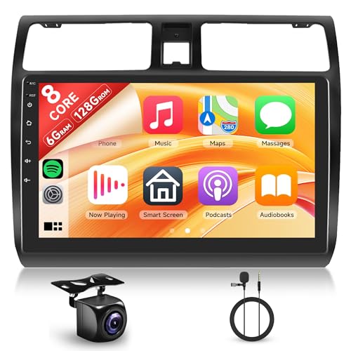 6G+128G 8 Cores Android Car Radio for Suzuki Swift 2003-2010 10.1 Inch Car Radio with Carplay Wireless Android Auto Mirror Link Bluetooth FM/RDS/EQ/DSP WiFi GPS Steering Wheel Controls Backup Camera