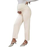 MARI GABRIEL Womens Work Maternity Pants Business Straight Leg Over The Belly Office Pregnancy Trousers with Pockets