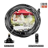 Flantor Outdoor Misters Misting Cooling System - Portable Misting Kit with 19.7ft (6M) Misting Line + 6 Brass Mist Nozzle for Outdoor Patio Garden Home Irrigation Trampoline Patio Fan Misting
