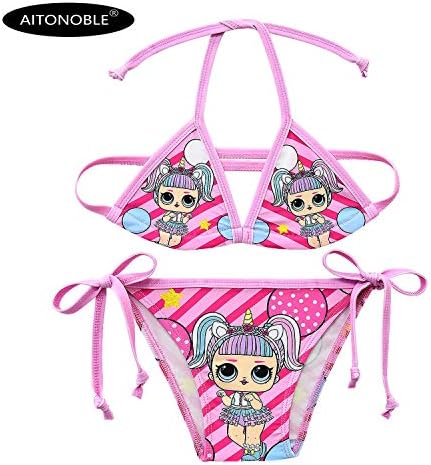 AITONOBLE LOL Swimwear Surprise Doll Cosplay Costume 2 Pieces Grils Bikini Kids Summer Beachwear