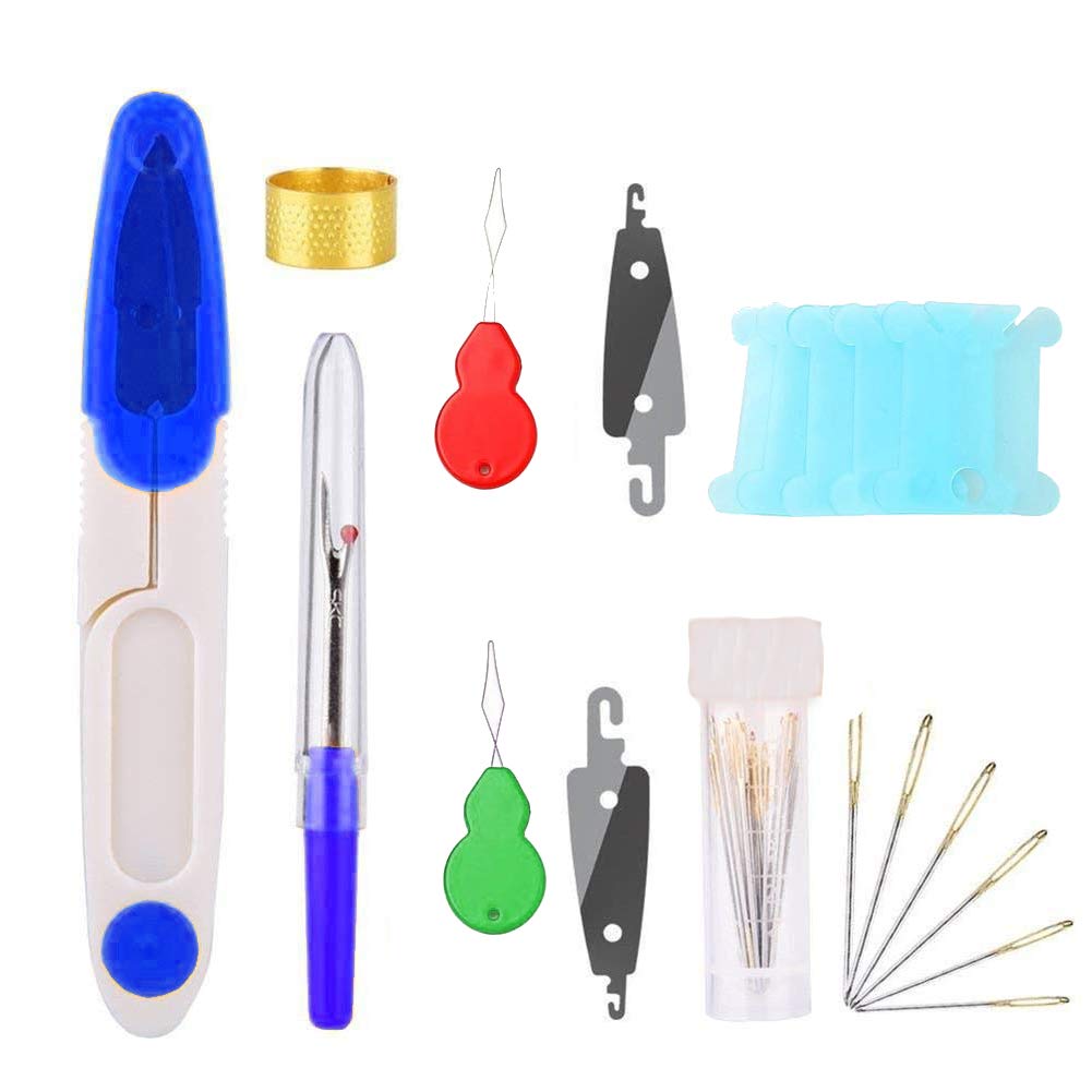 Full Range of Embroidery Starter Kit Including 5 Pieces Bamboo Embroidery Hoops, 100 Color Threads, 2 Pieces 12 by 12-Inch 14 Count Classic Reserve Aida and Cross Stitch Tool Kit for Beginners