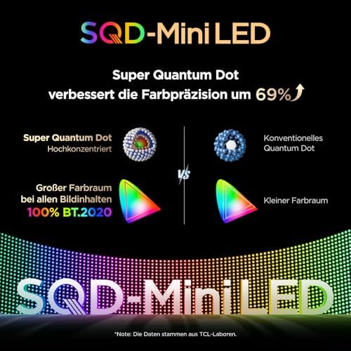 65C8L SQD-Mini LED 65 Zoll Fernseher, 4K Smart TV, Google TV, HDR10+
