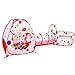 BATTOP Kids Play Tent Tunnel Set 3 in 1 Ball Pit Tent Indoor and Outdoor With Zippered Storage Bag ( Red )