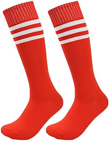 Mytobang Socks Hockey Mens Womens Kids 3 Stripe Football Sports Socks Sock Soccer Football Baseball Sock Knee High Long Tube Socks Cheerleadings Men Women Sports Stripe, 1 Pair