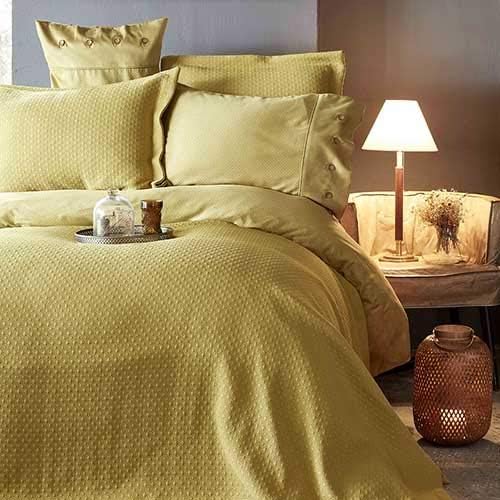 Karaca Home Infinity Geo Mustard Double Bedspread Coverlet Set