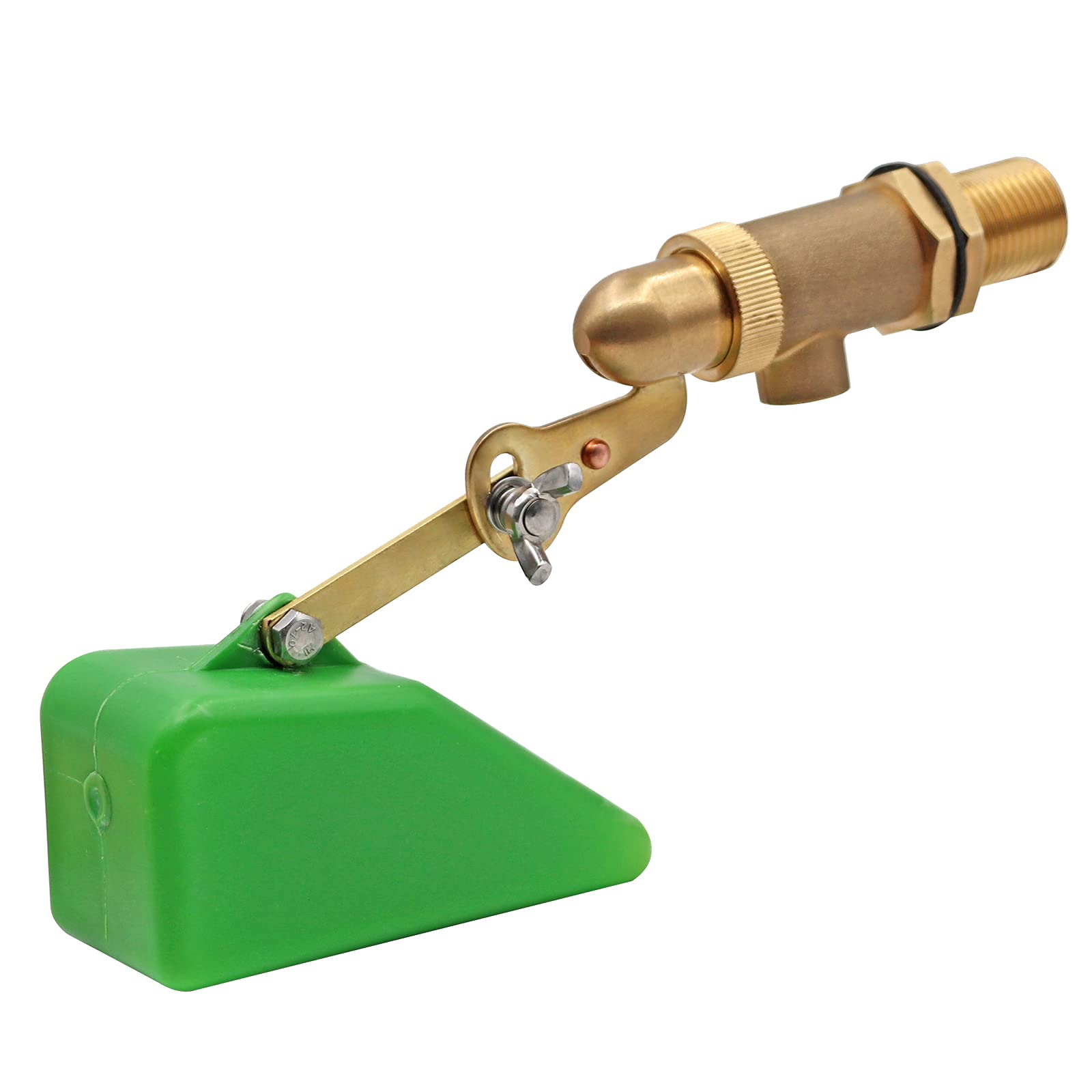 MUALROUS 1/2" Float Valve, Brass Valve with Plastic Float Water Valve for Tank Mount,Dog Water Bowl Float Ball Valve with Adjustable Arm Shut Off for Fish Aquarium, Cattle Sheep Waterer Trough
