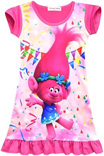 ZHBNN Trolls Toddler Little Girls Nightgown Cartoon Pajamas Princess Dress
