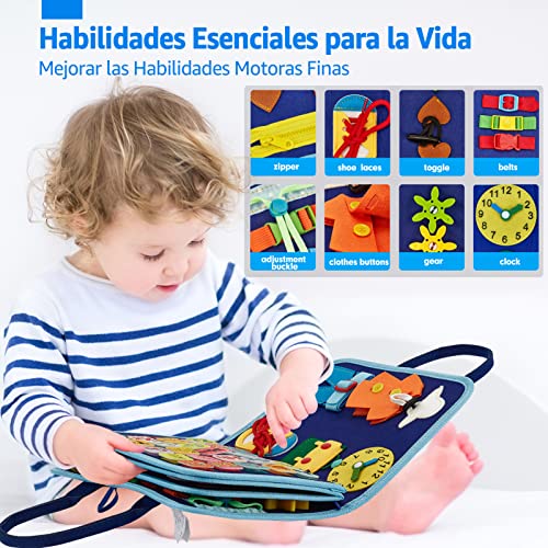 hahaland Busy Board Montessori 2 Years - Montessori Book Briefcase Sensory Panels Board Busy Book - Educational Toys Gift for Children 2 3 Years
