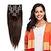 MY-LADY Clip In Hair Extensions 100% Real Human Remy Hair Soft Natural Extension Full Head 8pcs 13 Inch #2 dark brown 80g Short