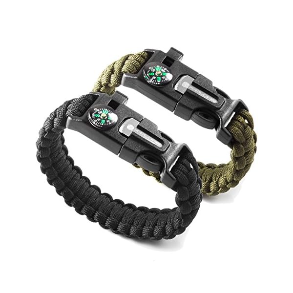 X-Plore-Gear-Emergency-Paracord-Bracelets-Set-Of-2-The-ULTIMATE-Tactical-Survival-Gear-Flint-Fire-Starter-Whistle-Compass-ScraperKnife-BEST-Wilderness-Survival-Kit-For-CampingFishing-More