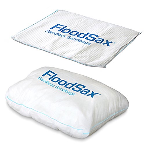 FloodSax Sandless Sandbag, Water Absorbent Flood Barrier, White, 19"L x