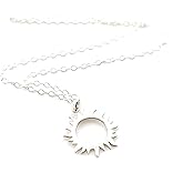 Sterling Silver Eclipse Necklace – Sun and Moon Charm Pendant, Solid .925, 18” Chain, Handmade Jewelry Gift