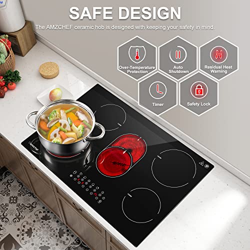 Electric Cooktop 30 Inch, AMZCHEF Builtin Electric Stove Top, 240V