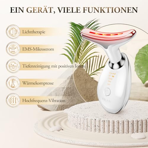 Gesichtsmassagegerät, ANLAN Gua Sha Elektrisch Beauty Gerät mit 7 Lichtfarben, 40±3℃ Wärmefunktion und 3 Modi Gesichtsmassage – Face Massager für Hautkomfort & Hilft bei der Straffung der Haut
