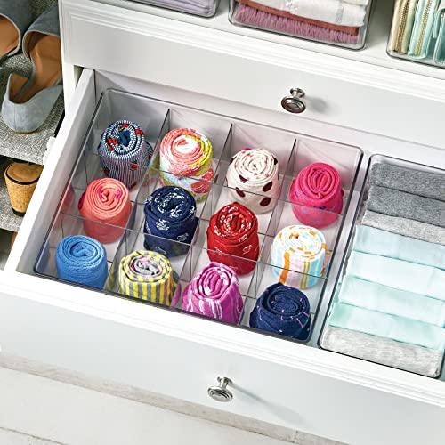 mDesign Plastic 12 Compartment Divided Drawer and Closet Storage Bin