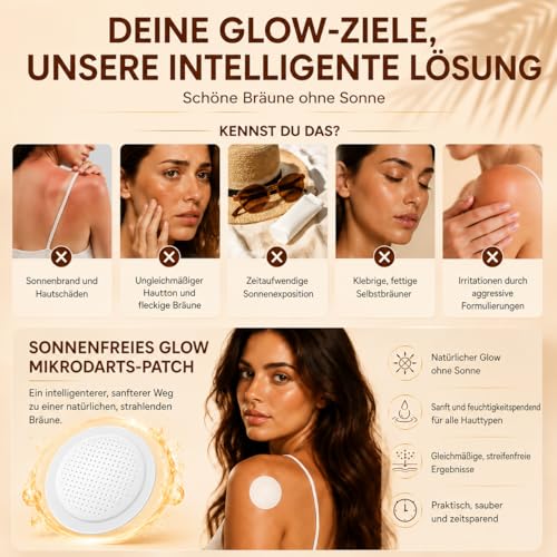 Pack of 30 Sun Free Glow Patch, Sreless Tanning Nano Microneedle Patch, Self-Tanning Sticker, Individual Tanning Intensity & Streak-free Result After a Few Hours (3 Boxes)