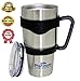 Premium Double Stainless Steel Tumbler with Handle Vacuum Double Wall Vacuum Sealed 30 oz / 887ML No Sweat Travel Mug Thermos BPA Free- Slim - Car Fit #1 Coffee Tumbler & Handle Platinum UMD