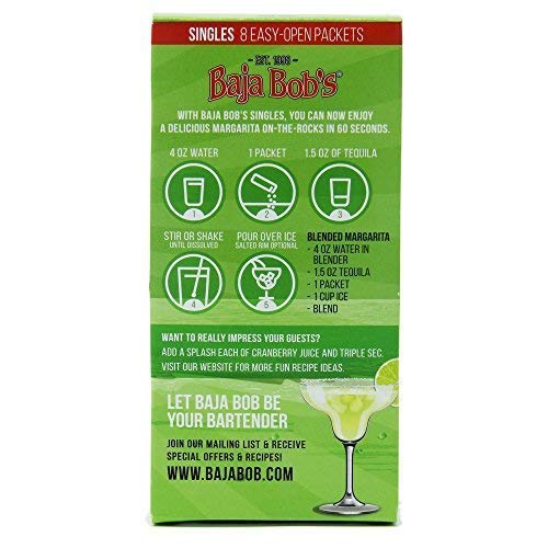 Baja Bob's Original Margarita Mix Singles (Contains 8 Single-Serve Packets) - Easy to Make a Cocktail in 60 Seconds, Sugar Free, Keto Friendly, Low Calorie, Low Carb Skinny Cocktail Mixer - Thumbnail 5