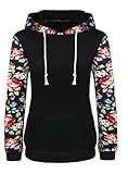 AOVCL Women's Floral Printed Long Sleeve Hooded Pullover Hoodies Sweatshirt