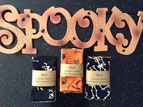 Halloween Lunchbox, 12x12 Cotton Napkins, set of 5