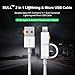 BULL 2 in 1 Cable, Dual Connector Sync and Charge Cable for iPhone 8 7 6 5 iPad iPod Samsung HTC and More, 3ft white