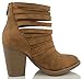 Soda Women's Kelly Cut Out Strappy Stacked Chunky Ankle Bootie