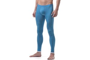 Cxquxse Men Ice Silk Long Leggings Low Rise Slim Legging Tight Pant Mesh Long Trousers Compression Baselayer Underwear