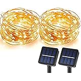 Magictec Solar String Lights, 100 LEDs Starry String Lights, Copper Wire solar Lights Ambiance Lighting for Outdoor, Gardens, Homes, Dancing, Christmas Party 2 pack