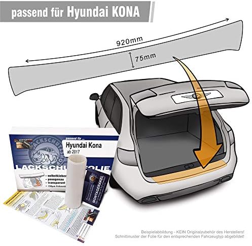 Lackschutzshop - Fitted paint protection film compatible with Hyundai Kona as self-adhesive bumper protection (car film and protective film) transparent 150 µm