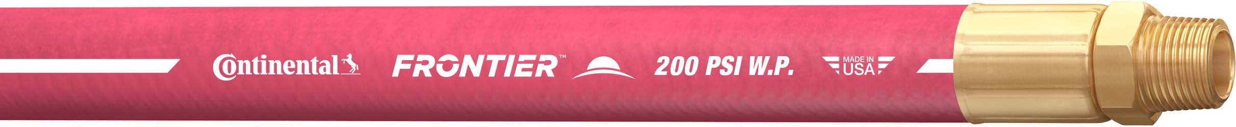 Continental ContiTech Frontier Red EPDM Rubber Multipurpose Hose Assembly, 200 PSI Maximum Pressure, 25' Length, 3/8 ID, 1/4 Brass NPT Male Couplings by Continental ContiTech