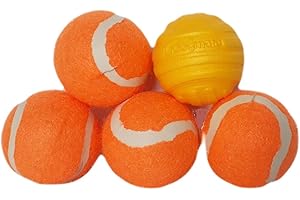IDOGMATE Tennis Balls for Dogs, 1.75" Ball Dog Toy for Small Launcher, Dog Balls (4Pcs+1 Durable pet Ball)