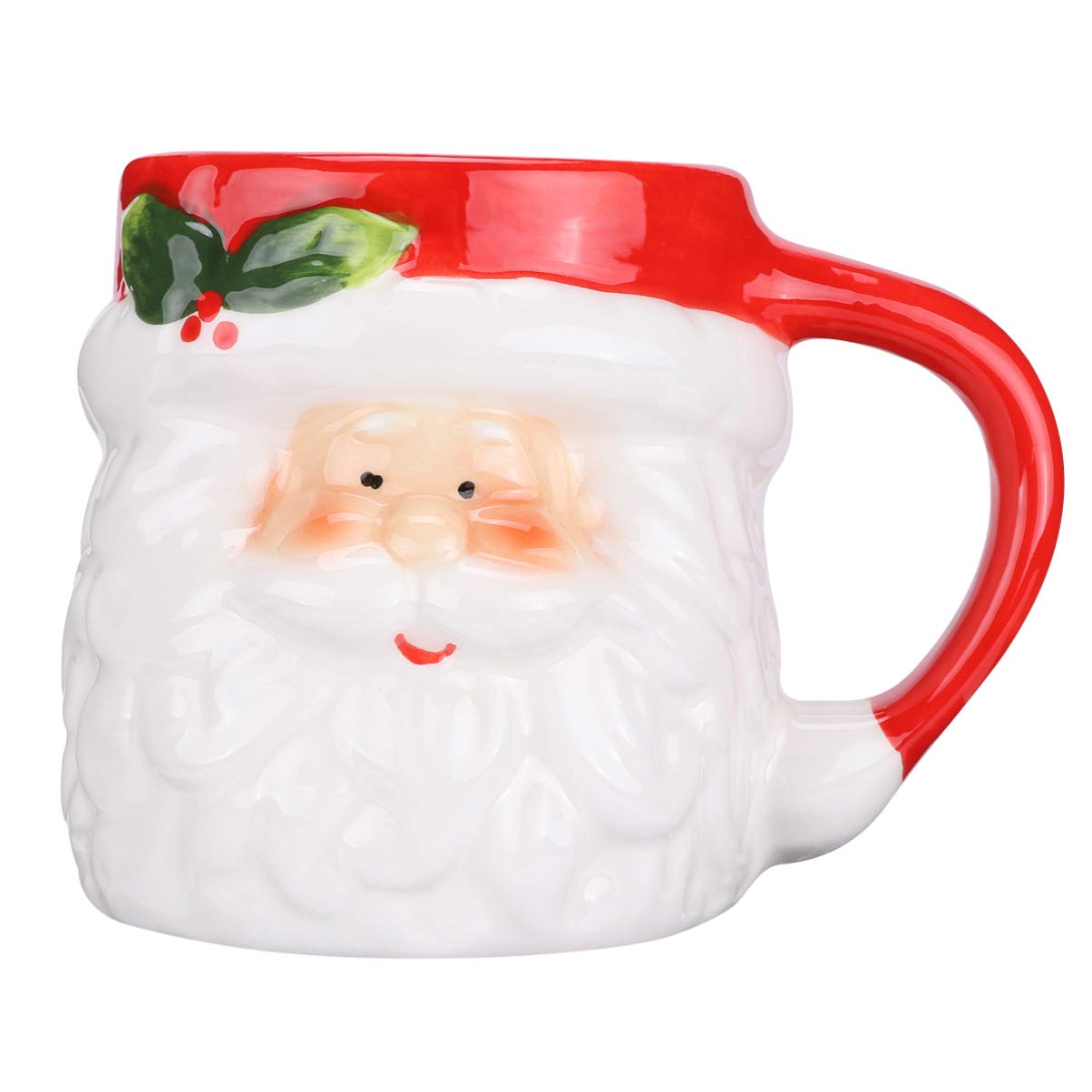 Amosfun Christmas Coffee Mug, 300ml Ceramic Santa Claus Drinking Cup, Xmas Novelty Drinking Mugs for Hot Chocolate, Coffee, Milk, Christmas Party Favors