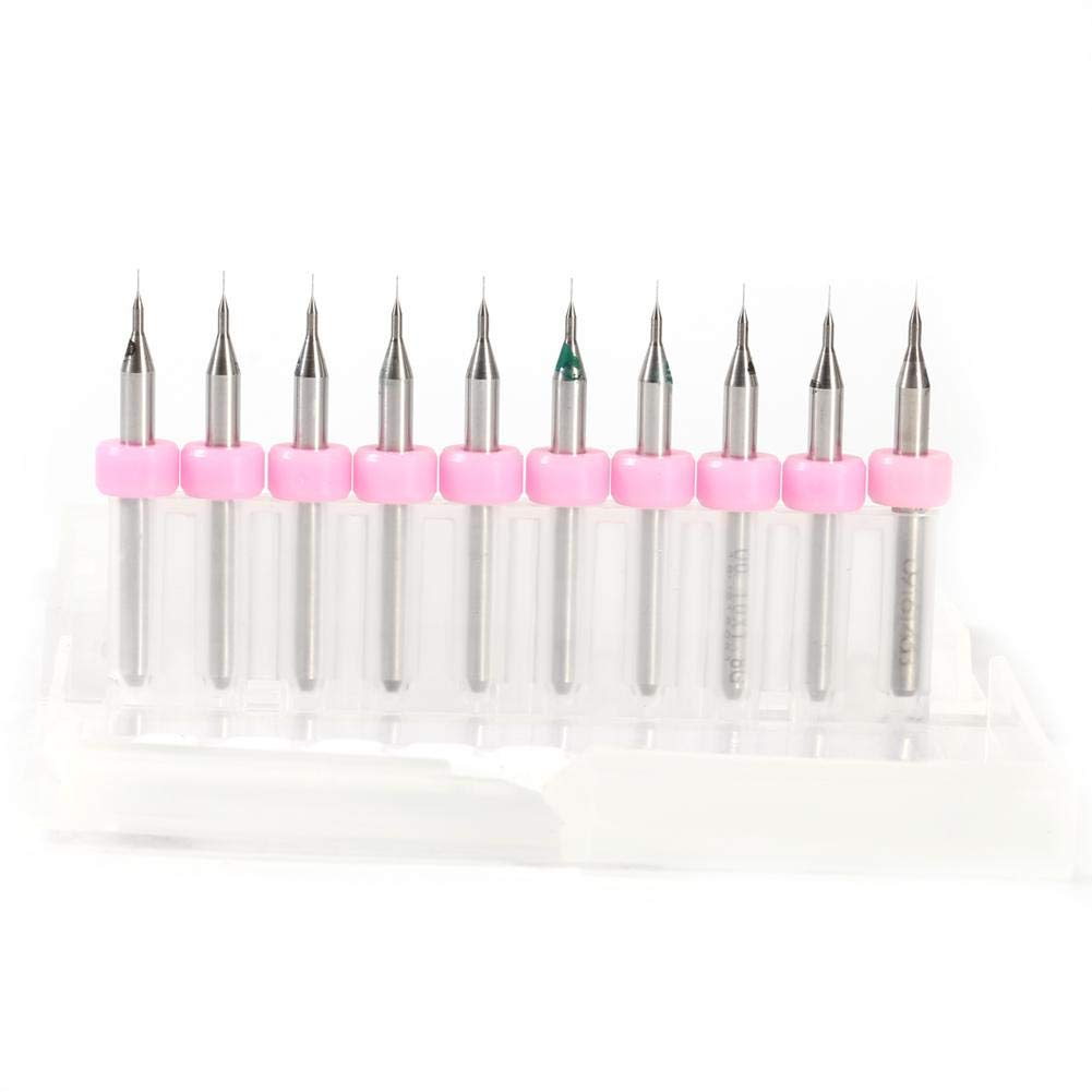 10 Pcs Print Circuit Board Drill Bits,PCB Carbide Micro Drill Bits Tool Set(0.1mm)
