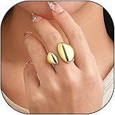 Stringex Chunky Open Statement Rings for Women,14K Gold Thick Dome Teardrop Finger Rings Hollow Wide Band Buckle Wrap Rings Party Prom Punk Jewelry Gifts