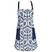 DII Chef Style Cotton Apron Adjustable Straps and Large Pocket, Nautical Blue