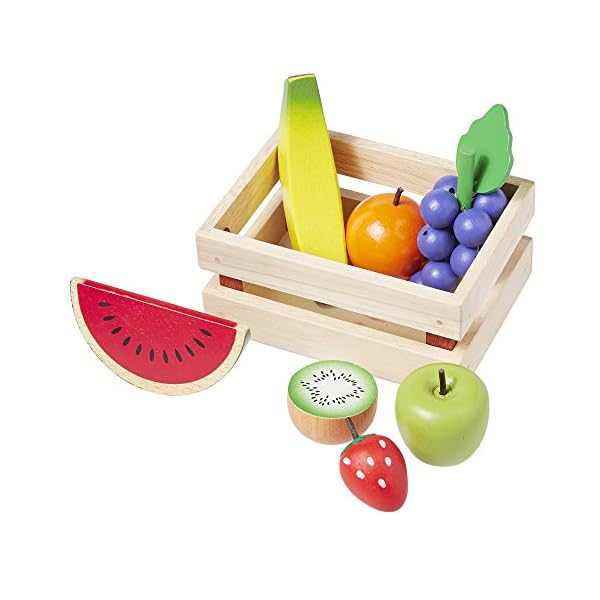 howa Kaufladen Zubehör aus Holz - 35-teiliges Kaufmannsladen Zubehör Set mit Obst, Gemüse, Backwaren, Milchprodukten, Fisch, Fleisch und EIS - in 5 Holzkistchen 14876 – Bild 3