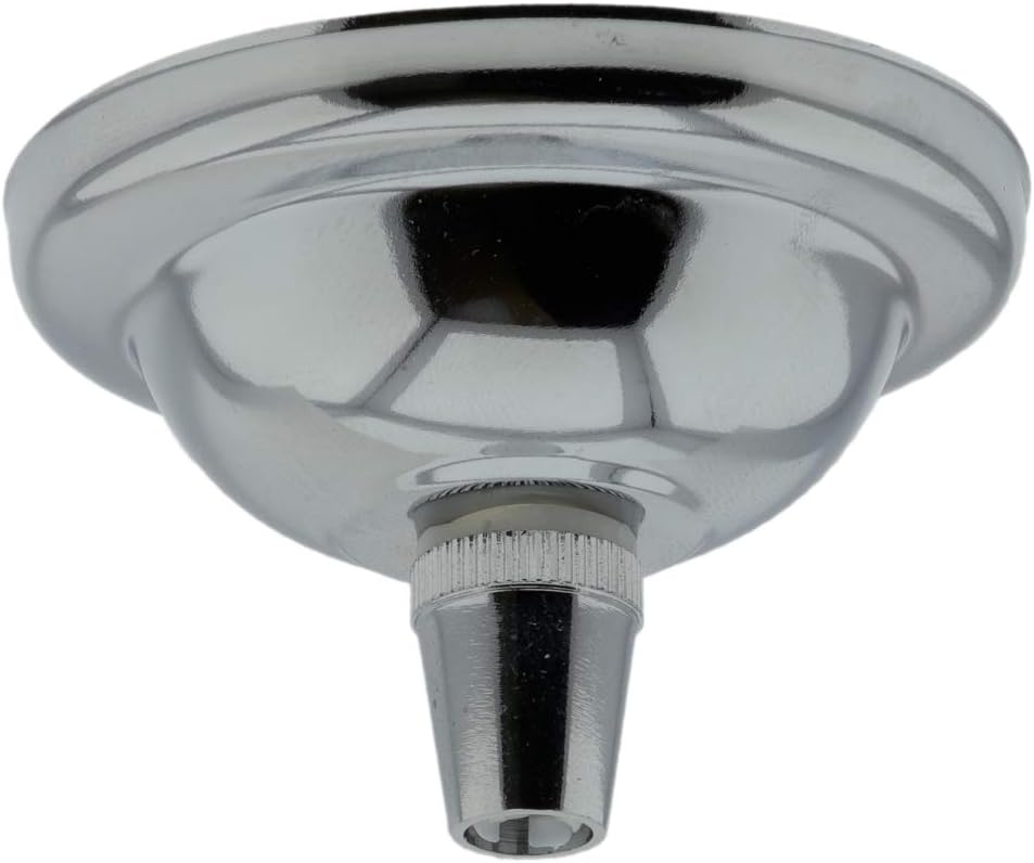 1 Pack Art Deco 67mm Diameter Small Metal Ceiling Rose and Colour Matched Metal Grip in Chrome Finish