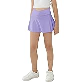 Girl's Sport Skirts with Pockets Shorts Cross High Waist Tennis Golf Skort Solid Color Athletic Workout Skirt