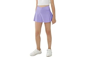 ESOBO Girl's Sport Skirts with Pockets Shorts Cross High Waist Tennis Golf Skort Solid Color Athletic Workout Skirt