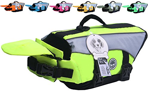 Vivaglory Dog Life Jackets with Extra Padding for Dogs, Medium - Extra Reflective Yellow