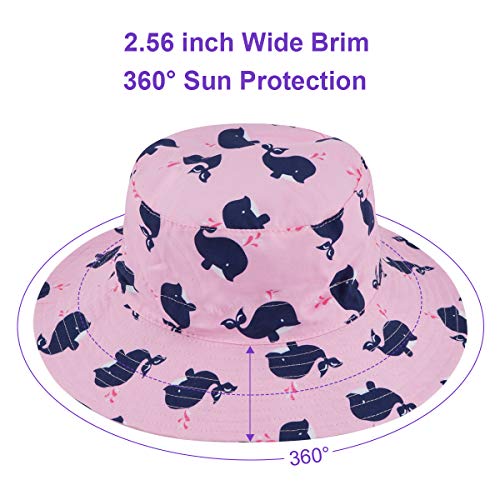 Kirecoo Baby Sun Hat, Toddler Breathable Bucket Hat Cap with Mesh Storage Bag (Whale, 2-3 Years)