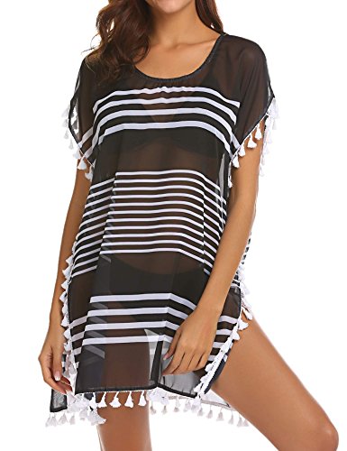 black tassel beach cover up