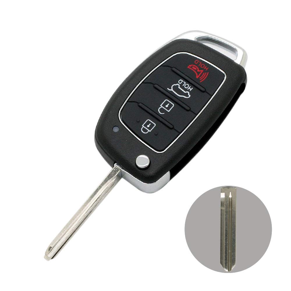BROVACS Replacement Key Shell Compatible with HYUNDAI ix35 Santa Fe i30 4 Button Keyless Entry Remote Flip Key Case Fob PG183B