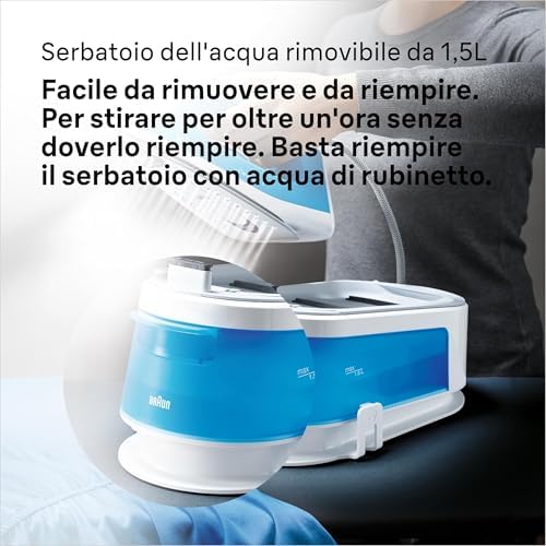 Carestyle1 IS1012BL, 5 ANNI DI ASSISTENZA, Ferro Generatore Di Vapore, Carica Continua, Termostato Regolabile, Tanica 1,5L, AUTOSPEGNIMENTO,Colpo Vapore 340g/min, Sistema Sicurezza, Azzurro