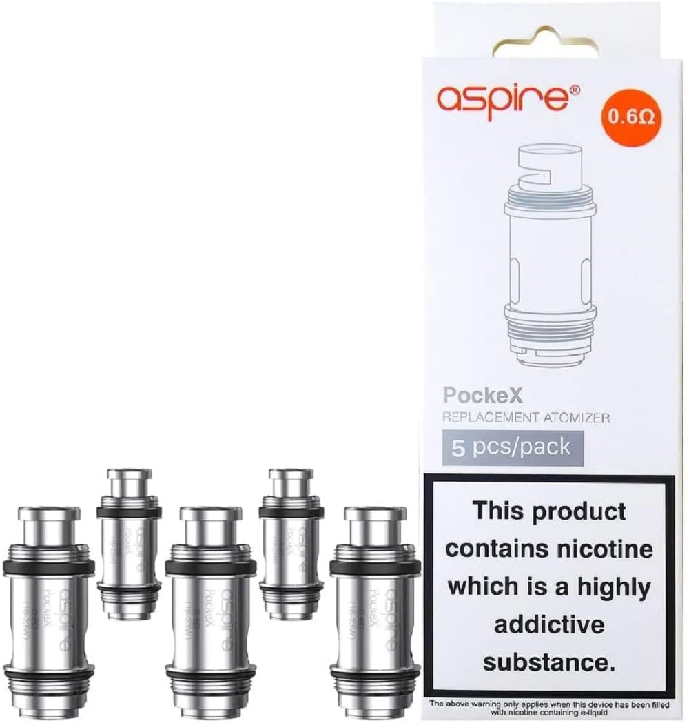 Aspire PockeX Coils, 0.6 Ohm Works With Pockex AIO Kit Authentic Real Deal No Nicotine