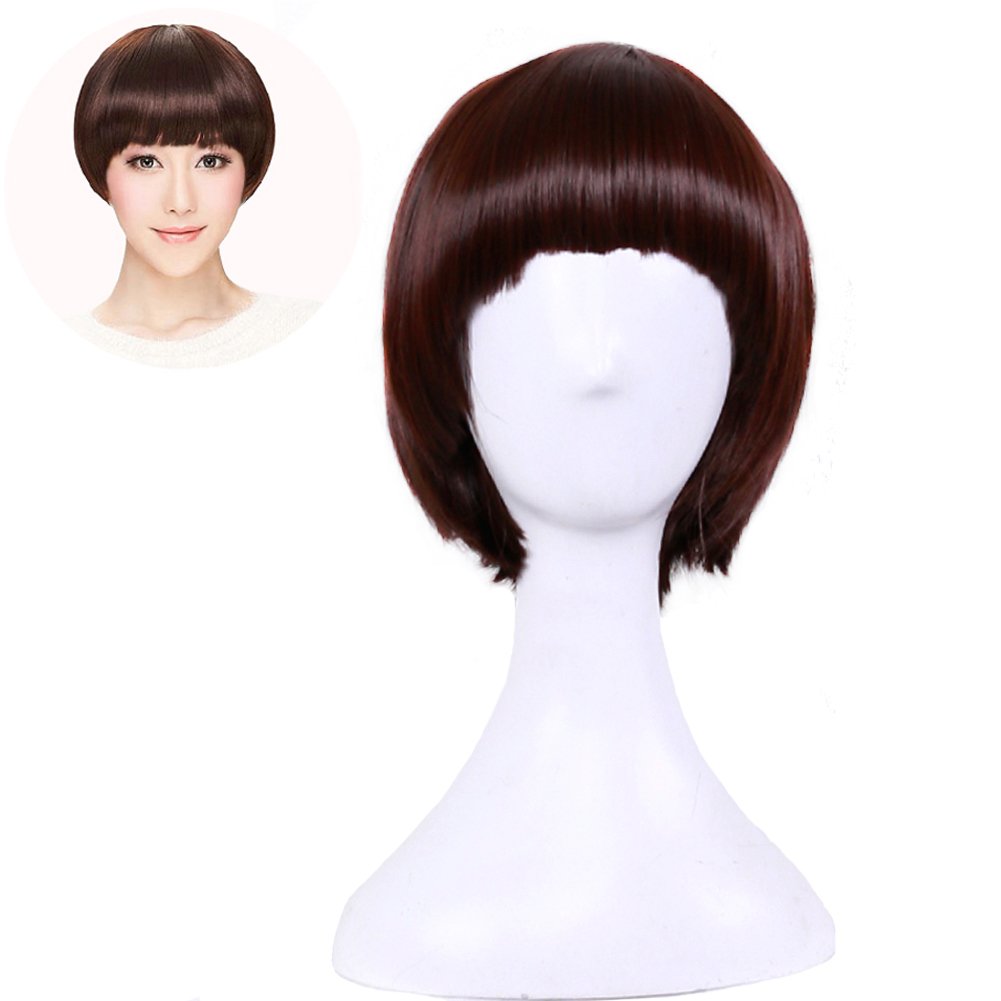 Dark Brown Righton 10 Sweety Short Straight Mushroom Haircut