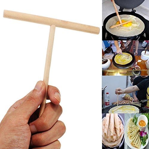 OKASU 5 Pcs Wooden Rake Round Batter Pancake Crepe Spreader Kitchen DIY Tool Kit